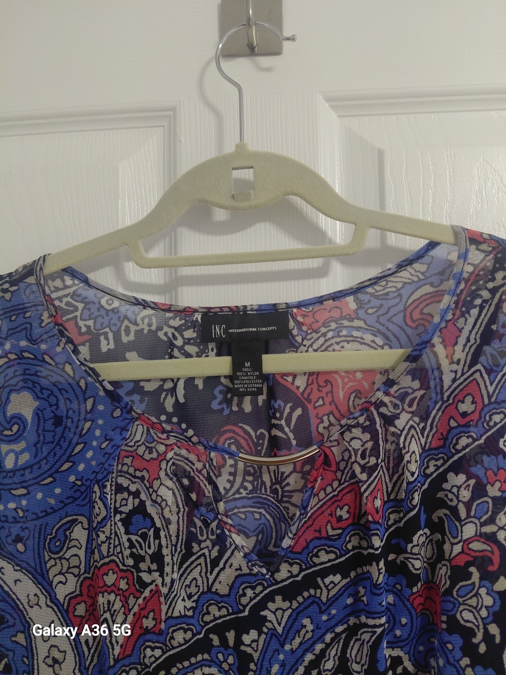 INC International Concepts Women's Paisley Print Scoop Neck Top - Blue/Pink